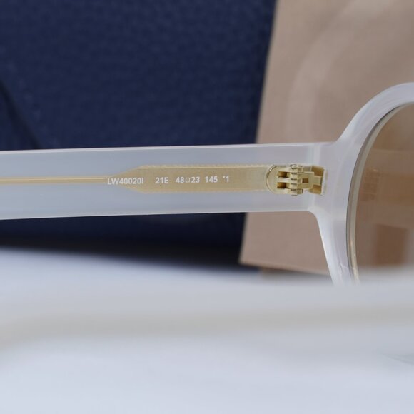 Loewe LW40020I 21E Round Sunglasses – Translucent White\\ Brown main image 7
